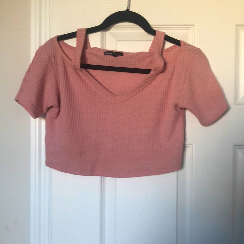 Dusty Pink Knit Off Shoulder Crop size L